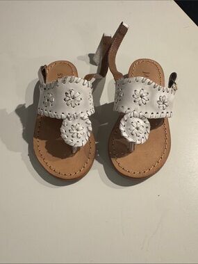 Jack Rogers White Floral Leather Toddler Sandals